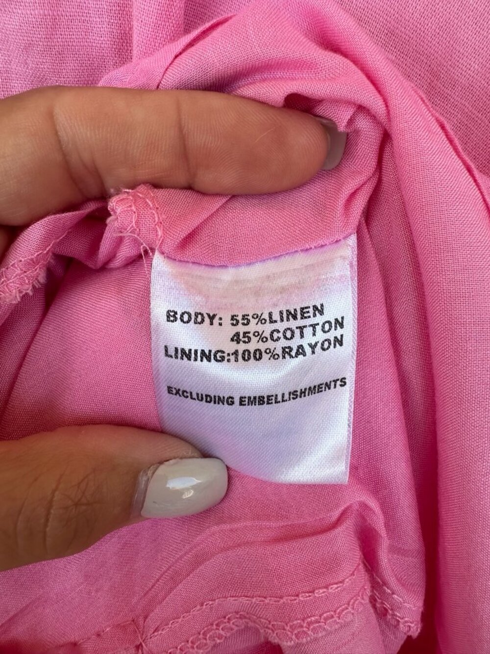 Hello Molly Pink Linen Blend Puff Sleeve Mini Dress Cottagecore Slit M - Picture 3 of 8